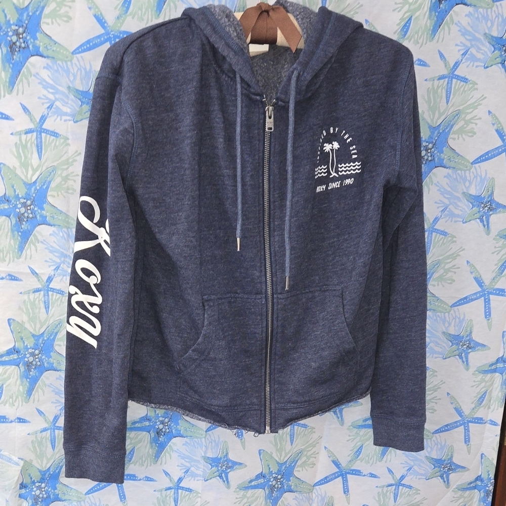 Roxy Dark Blue Zip Up Hoodie with White Logo